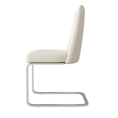 Samt-Esszimmerstuhl, 2er-Set, luxuriös, Wohnzimmer, Schlafzimmer, Lounge-Sessel, Diamant-Rücken-Design, mit silbernen Metall-Stützbeinen, Beige[OLD SKU:WF317941AAB]