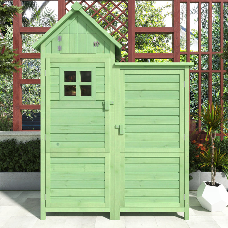 Gerätehaus Gartenschrank Geräteschuppen Geräteschrank, BxT: 118x54 cm, 118 x 54 x 173 cm (BxTxH), wetterfest, Holz, Grünes, PVC-Dach (Set, 1 St., 1 x Geräteschrank)