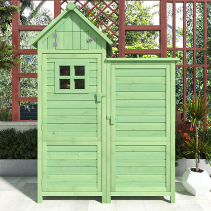 Gerätehaus Gartenschrank Geräteschuppen Geräteschrank, BxT: 118x54 cm, 118 x 54 x 173 cm (BxTxH), wetterfest, Holz, Grünes, PVC-Dach (Set, 1 St., 1 x Geräteschrank)