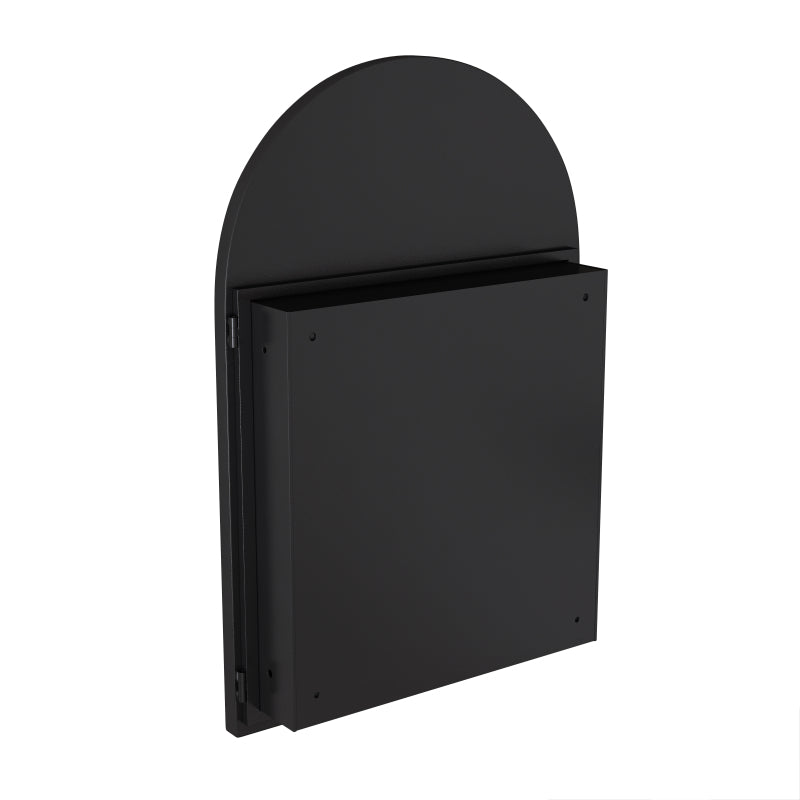 Stylish Arched Mirror Cabinet, Recessed Medicine Cabinet, Wall Cabinet with Metal Framed, Mirror and Adjustable Shelves, Mirror Cabinet with Storage for Bathroom, Living Room and Bedroom, Black