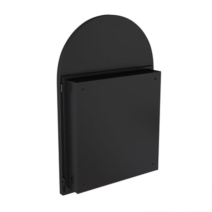 Stylish Arched Mirror Cabinet, Recessed Medicine Cabinet, Wall Cabinet with Metal Framed, Mirror and Adjustable Shelves, Mirror Cabinet with Storage for Bathroom, Living Room and Bedroom, Black