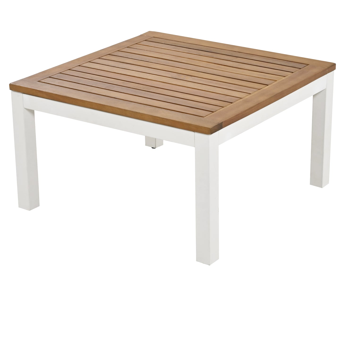 Garten-Loungesessel-Set, Gestell aus verzinktem Stahl, (2x Zweisitzer, 2x Beistelltische, 1x Tisch), Akazienholzplatte, Stoffbezug zur Bespannung der Rückenlehne, beige(previous sku:HW00005AAW)
