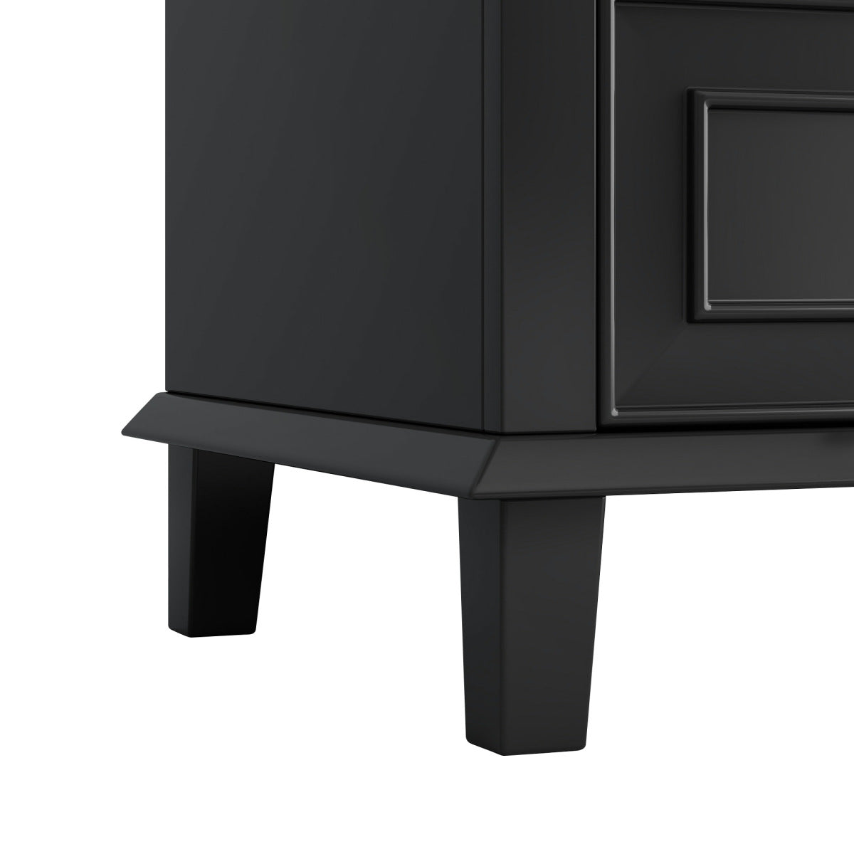 Badezimmerschrank 73x45x87 cm, MDF & Massivholzbeine, feuchtigkeitsbeständig, viel Stauraum, integriertes Keramikwaschbecken, Schwarz