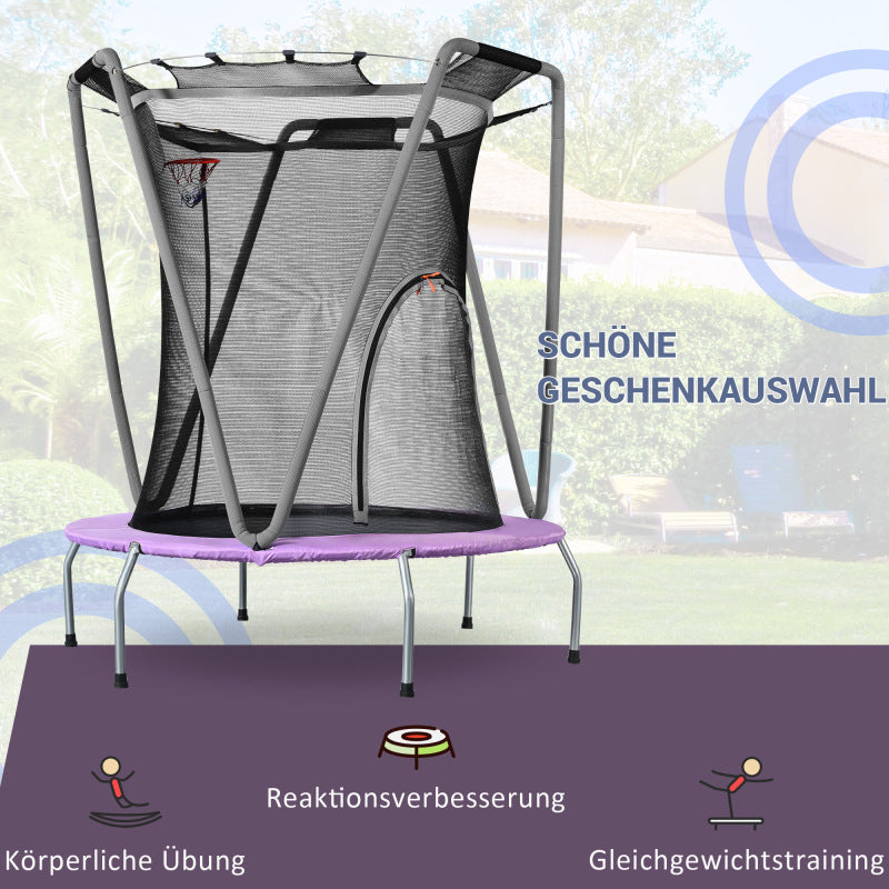 Trampolin Set für den Innen- und Außenbereich, Gewichtskapazität: 50 kg, Größe(H*L): 157x147 cm, Lila/Grau