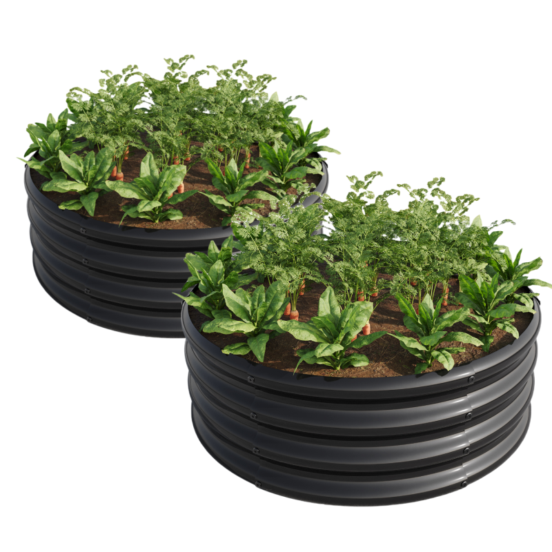 Verzinkt erhöhte Gartenbett, Pflanzer erhöhte Gartenbetten im Freien, Runde Freiheit erhöhte Gartenbetten für Gartenbau Gemüse, Früchte, Blumen, 2Packung