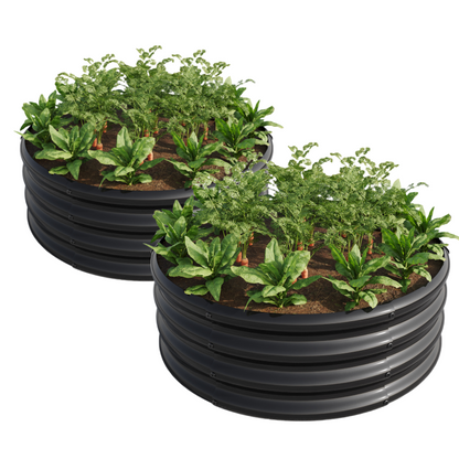 Verzinkt erhöhte Gartenbett, Pflanzer erhöhte Gartenbetten im Freien, Runde Freiheit erhöhte Gartenbetten für Gartenbau Gemüse, Früchte, Blumen, 2Packung