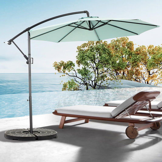 14.8 Ft Double Sided Outdoor Umbrella Rectangular Large with Crank(Light Green) (No Base)