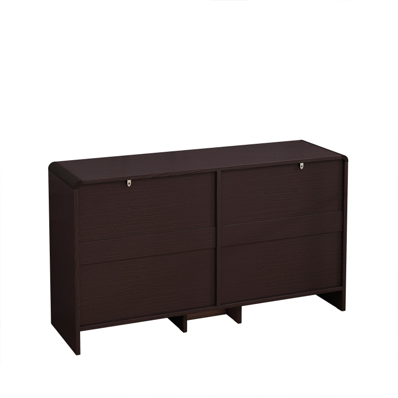 130CM Arc Shaped Corner Rattan Cabinet, 6-Drawers Rattan Storage Cabinet Rattan Drawer, for Living Room Bedroom,and Kitchen, Reddish-brown, Brown