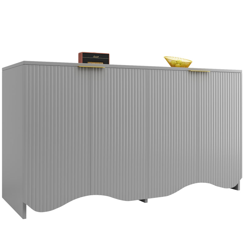 Sideboard(140×40×85cm), buffetschrank, cabinets, Esszimmer Wohnzimmer Aufbewahrungsschränke, Gemusterte Schränke, Freistehende Schränke, Küchenmöbel,Wellenmuster-Design, Grau