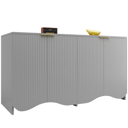 Sideboard(140×40×85cm), buffetschrank, cabinets, Esszimmer Wohnzimmer Aufbewahrungsschränke, Gemusterte Schränke, Freistehende Schränke, Küchenmöbel,Wellenmuster-Design, Grau