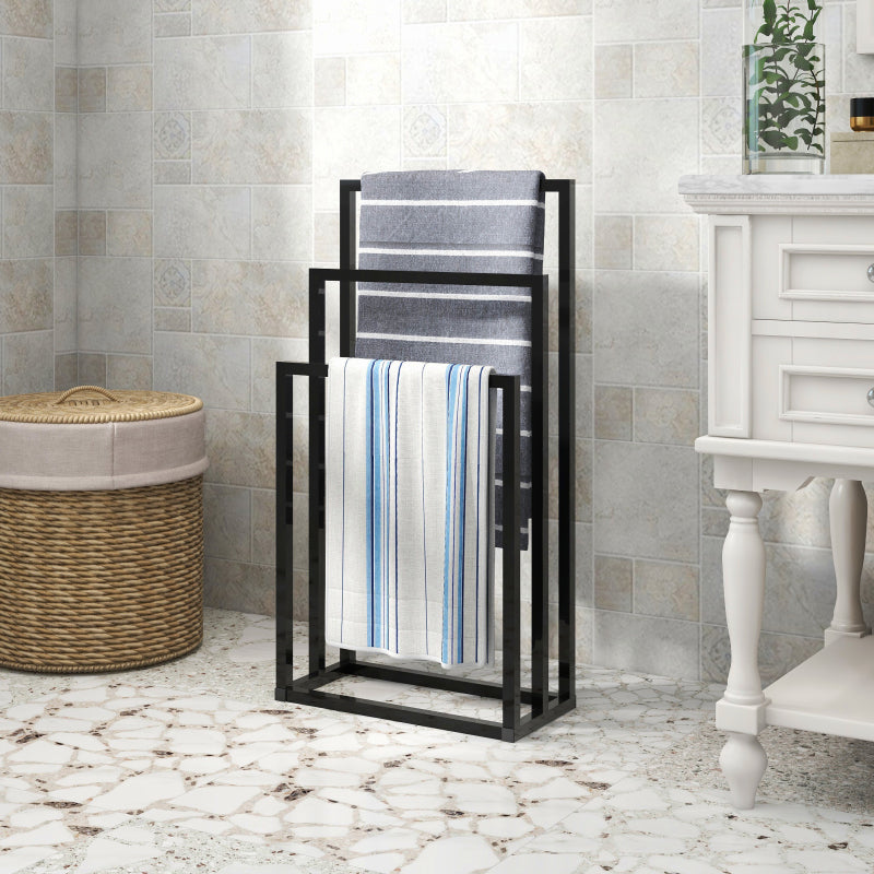 Handtücherhalter für Badezimmer, 3 Ebenen breiteres Handtüchertrocknerständer im Freien, Freistehendes Handtücherhalter, Pool-Handtücherdeckenständer und Displayständer für übergroße Badetücher