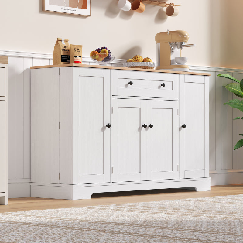 Multifunktionales Küchenbuffet – 138 cm Sideboard mit Schublade, Regaltüren & verstellbaren Einlegeböden – Modernes Design mit Kippschutz, ideal für Küche, Wohnzimmer & Schlafzimmer