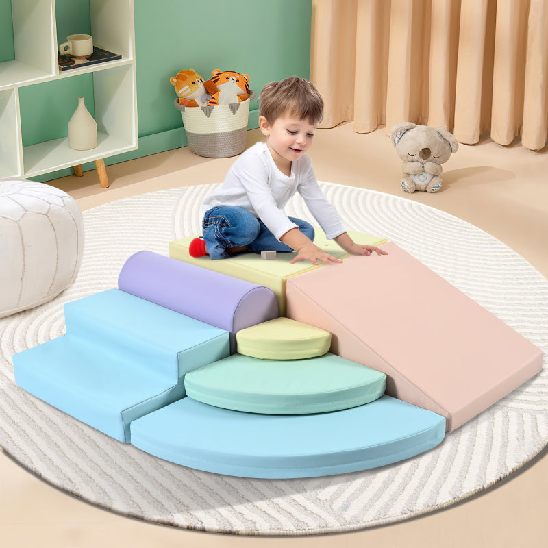 7-teilige weiche Schaumstoff-Kletterblöcke für Kleinkinder, weiches Kletter- und Krabbelspielset für drinnen, weiche Spielausstattung für Kletter- und Krabbelspielplätze für Kinder, aktive Spielstrukt