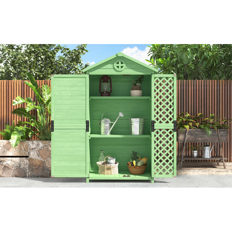 Outdoor Holz Gartenmöbel Aufbewahrungsschuppen, Werkzeughaus für Garten, Terrasse, verblassungsfrei, wetterfest, wartungsfrei, umweltfreundlich, sicher und geschützt, grün