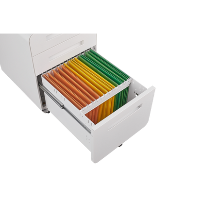 3 Drawer Mobile File Cabinet Under Desk Office,Simple Style Versatile Storage Cabinet for Legal/Letter/A4 Files, 5 Wheel Design Anti-Tilting Cold Rolled Steel Waterproof Moisture-Proof White