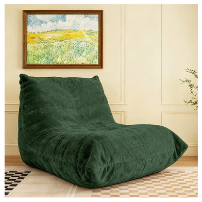 Ergonomischer Sitzsack Sessel mit 5-Zonen-Körperunterstützung, Bean Bag Chair aus Chenille-Stoff, Grün