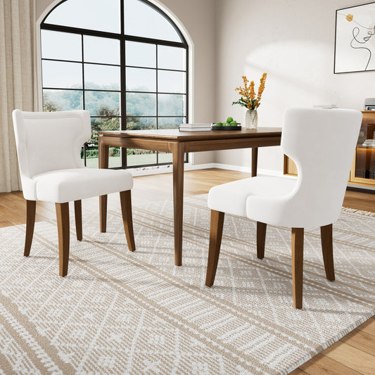 Esszimmerstuhl aus Samt, 2er-Set mit Massivholzbeinen, dickem Kissen, verstellbaren Beinen, Beige