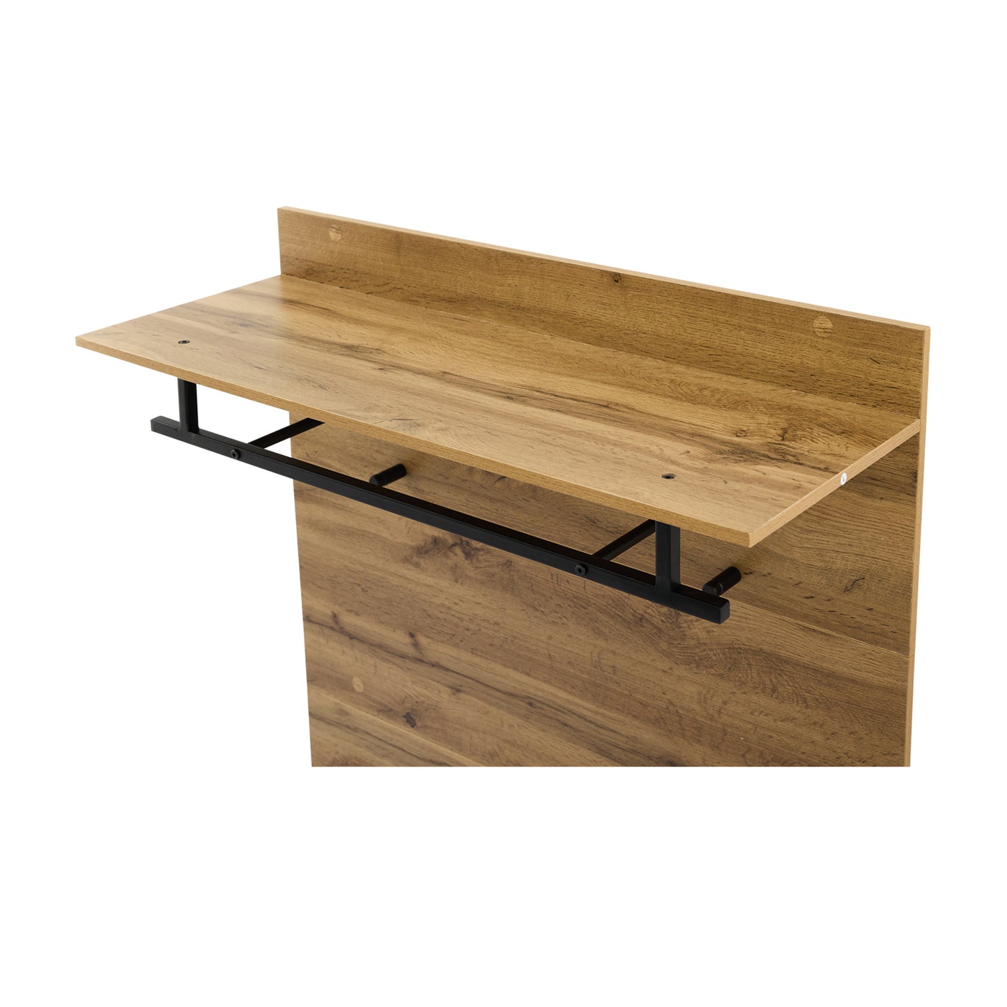 Garderobenset in Holzoptik mit Schuhbank, verstellbarem Regal, Kleiderstange und Polster, Praktische Flurmöbel