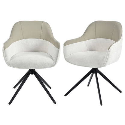 2 Drehbare Essstühle mit Kunstleder-Stoff-Kombination, hoch gepolstert, mit höhenverstellbaren Füßen, beige, perfekt für Küche und Esszimmer (Beige)