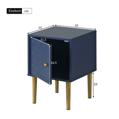 2er Set Nachttisch,Nachtschrank Beistelltisch,Marineblau, Sofatisch passend zu jedem Bett & Schlafzimmer - H50/B35/T35 cm