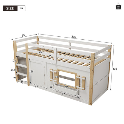 Mini-Etagenbett Weiß 90x200 cm, Kinderbett (110 cm hoch) aus Massivholz/MDF, Inkl. Lattenrost