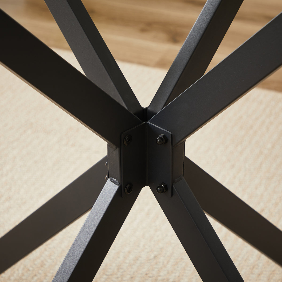 Esstisch Rund 90 cm Schwarz, Glastisch mit Gehärtetem Glas & Metallbeinen, Modernes Design