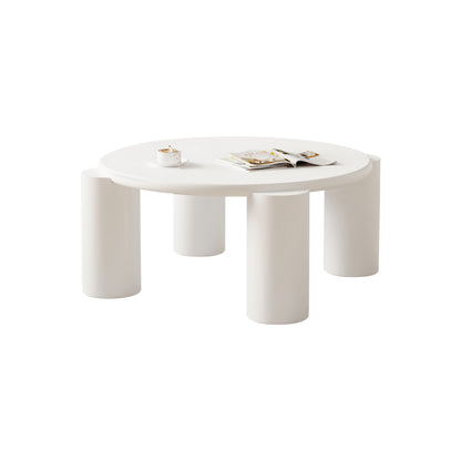 White Cloud Couchtisch, moderner Couchtisch mit 4 stabilen Stützbeinen, kleiner weißer Couchtisch, runde Kante, passt gut in Wohnzimmer, Schlafzimmer, Balkon, Terrasse