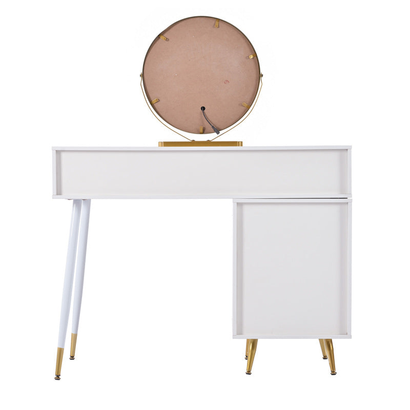 Schminktisch, Kosmetiktisch-Set mit LED-Beleuchtung und Spiegel, mit verstellbarem Seitenschrank und ausziehbarem Design. Maße:B100/H78/T40 cm(ohne Hocker)