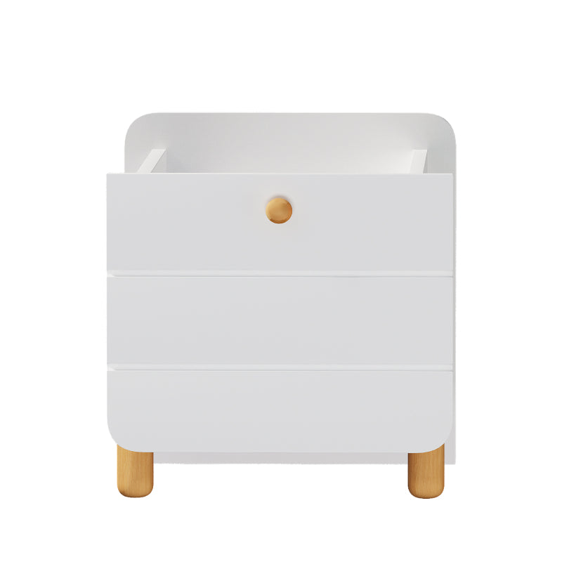 Nachttisch mit 1 Schublade, geräuschlose Auszüge mit Einlegeböden, feine holzfarbene Füße, Stauraum im Wohn- und Schlafzimmer, einzigartiges und minimalistisches Design, Weiß