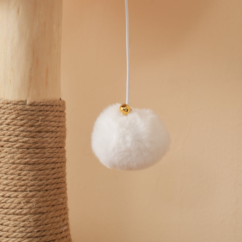 Katzenbaum aus Massivholz mit 2 Körben & Höhle, Naturholz & Sisal, mit Plüschball & dickem Kissen – Nachhaltig 108cm