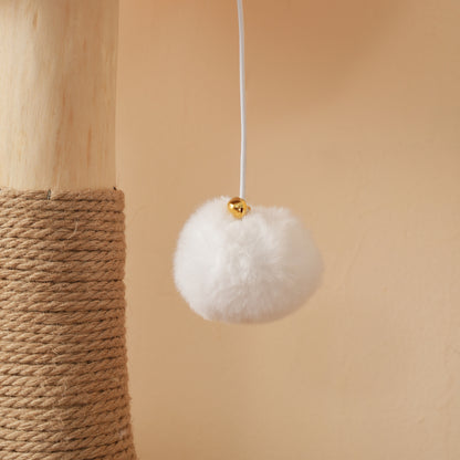 Katzenbaum aus Massivholz mit 2 Körben & Höhle, Naturholz & Sisal, mit Plüschball & dickem Kissen – Nachhaltig 108cm
