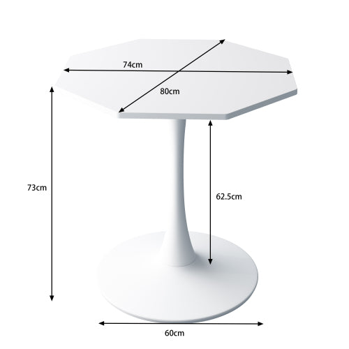 31.50"Modern Octagonal Coffee Table with MDF Table Top,Metal Base, for Dining Room, Kitchen, Living Room,White