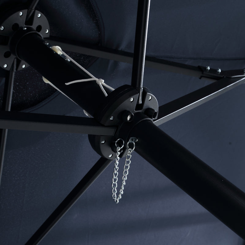 14.8 Ft Double Sided Outdoor Umbrella Rectangular Large with Crank (Navy blue)(No Base)