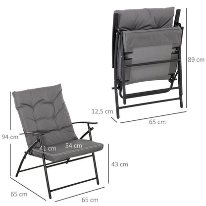 Faltbarer Gartenstuhl mit Metallrahmen, Campingstuhl, verstellbarer Rückenlehne, Faltstuhl, Strand, Oxford, Grau