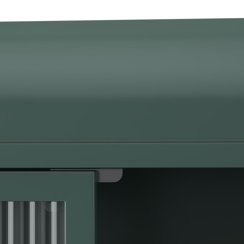 3 Door Arched Wall Mounted Glass Cabinets for Kitchen, Living Room and Bathroom(Dark green)