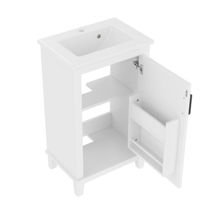 51x34x83cmBodenstehender Badezimmerschrank, Waschtisch, Waschtisch,komplett lackiert, Türregale, verstellbare Regale, integriertes Keramikwaschbecken, geeignet für kleine Räume, weiß