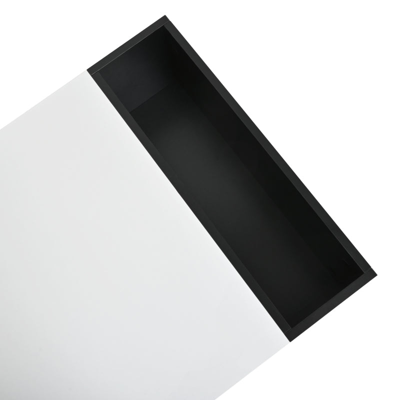 Moderner Couchtisch 105 x 60 x 40,5 cm – Schwarz-Weiß-Design mit hochglänzender Oberfläche, Schublade und 4 offenen Fächern