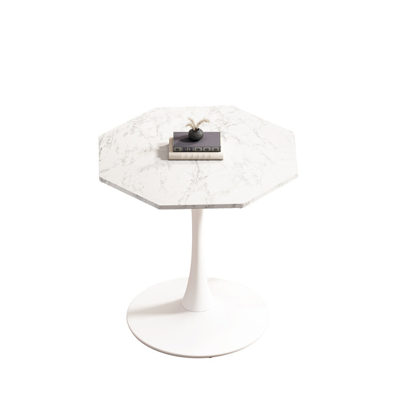 31.50"Modern Octagonal Coffee Table with Printed White Marble Table Top,Metal Base, for Dining Room, Kitchen, Living Room