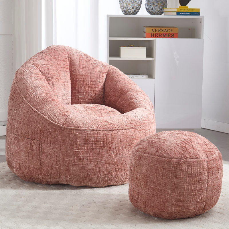 Sitzsack Sofa Stuhl für Erwachsene mit Fußstütze, Rosa
