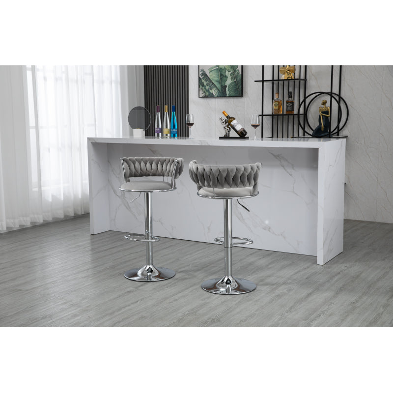 COOLMORE 360 Grad drehbare Barhocker 2 Stück Set höhenverstellbare Stühle mit Fußstütze für Küche, Esszimmer, Insel, Bar, Weinkeller, Büro, Wohnzimmer, Wohnzimmer, Silber, Modern Style, High-End Style