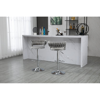COOLMORE 360 Grad drehbare Barhocker 2 Stück Set höhenverstellbare Stühle mit Fußstütze für Küche, Esszimmer, Insel, Bar, Weinkeller, Büro, Wohnzimmer, Wohnzimmer, Silber, Modern Style, High-End Style