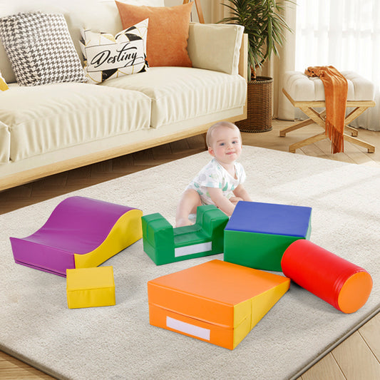 6 TLG Riesenbausteine zum Toben & Klettern Großbausteine für Kinder. Treppe und Rutsche für Kinder - Spielzeug zum Klettern, Rutschen und Krabbeln. im Vorschulalter & Babys Softbausteine, bunt.