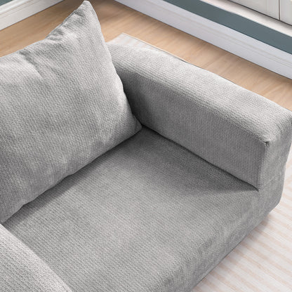 Modulares Sofa-Set Frottee (Terry Cloth), Sektionssofa Minimalistisch, Wohnzimmer Couchgarnitur, Umkehrbar, Light Grey