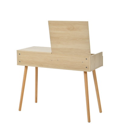 Schminktisch, Kosmetiktisch Mit Spiegel, Schminktisch aus Holz Mit Schubladen, geteilter Stauraum, große Lagerkapazität - Maße:B100/H78/T40 cm(ohne Hocker)(OLD SKU: WF319875AAW)