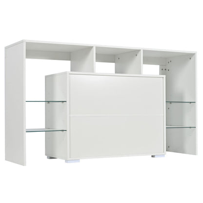Hochglanz-LED-Sideboard, Küchenschrank, Schrank, Buffet-Aufbewahrung, Servertisch mit LED-Leuchten, Hochglanz-Buffetschrank mit 4 Glasböden und 2 Tür, Vitrine für Wohnzimmer, Eingangsbereich