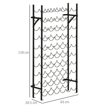 Weinregal für 60 Flaschen, wandmontierbares Flaschenregal aus Metall, eleganter Weinständer in Schwarz für Zuhause