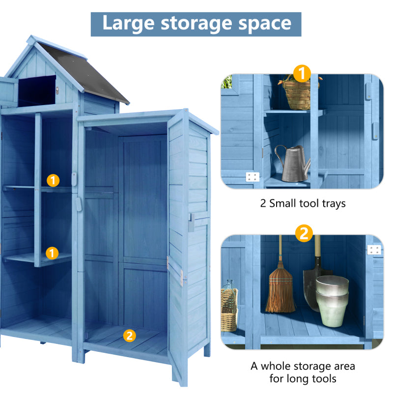 Gerätehaus Gartenschrank Geräteschuppen Geräteschrank, BxT: 118x54 cm, 118 x 54 x 173 cm (BxTxH), wetterfest, Holz, Blau, PVC-Dach (Set, 1 St., 1 x Geräteschrank)