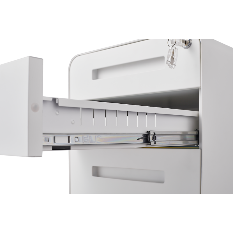 3 Drawer Mobile File Cabinet Under Desk Office,Simple Style Versatile Storage Cabinet for Legal/Letter/A4 Files, 5 Wheel Design Anti-Tilting Cold Rolled Steel Waterproof Moisture-Proof White