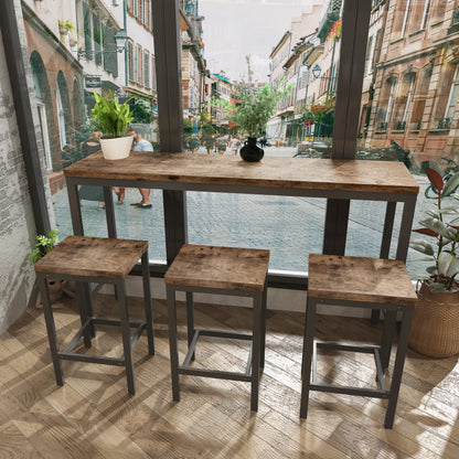 Modern Design Kitchen Dining Table, Pub Table, Long Dining Table Set with 3 Stools, Easy Assembly, Natural