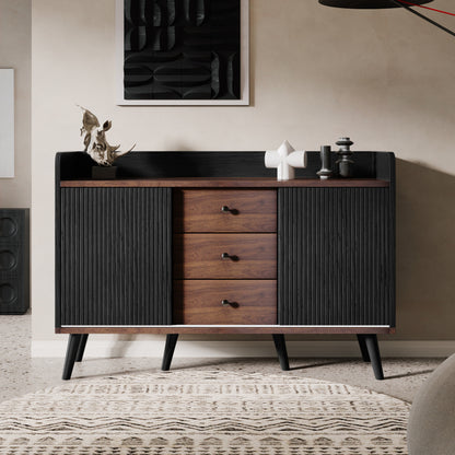 Sideboard mit drei Schubladen, exquisite Maserung. Sideboard für Schlafzimmer und Wohnzimmer, Moderne Holzfarbe-Sideboard mit Stauraumregalen. H80/L117,5/T40 cm